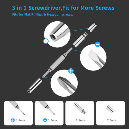 Magnetic Eyeglass Repair Kit with Precision Screwdriver Screws Nose Pads Tool Set