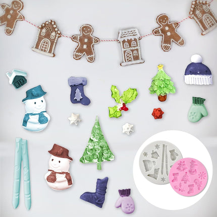 3PCS Christmas Silicone Molds – 26 Cavity Snowflake & Snowman Fondant Molds