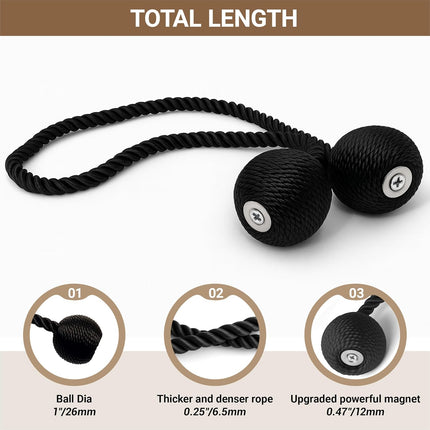 2pcs Black Magnetic Curtain Holdbacks – Decorative Tieback Clips