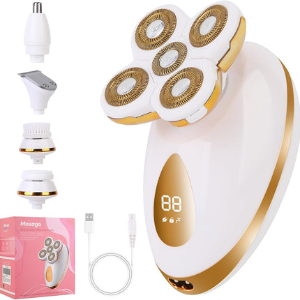 5-in-1 Electric Razor for Women Rechargeable Wet Dry Shaver Leg Bikini Face Hair