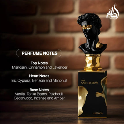 Lattafa His Confession Perfume for Men 100ml Eau de Parfum Oriental Woody Fragrance
