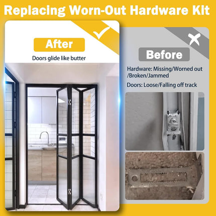 2-Pack Bifold Closet Door Hardware Kit with Top & Bottom Brackets