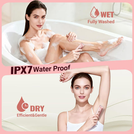 2-in-1 Bikini Trimmer for Women, Waterproof Electric Shaver for Face, Legs & Underarms