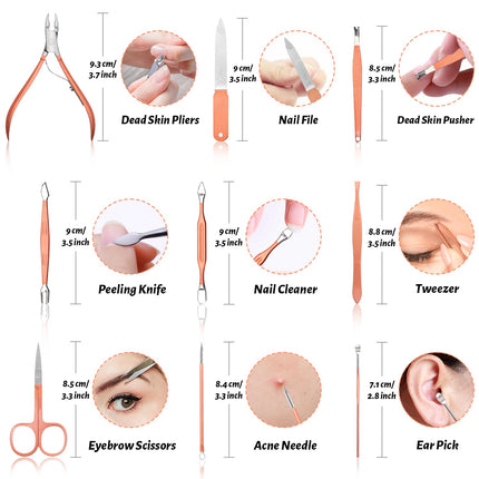 Rose Gold 12-in-1 Nail Care Set – Complete Manicure & Pedicure Kit for Travel