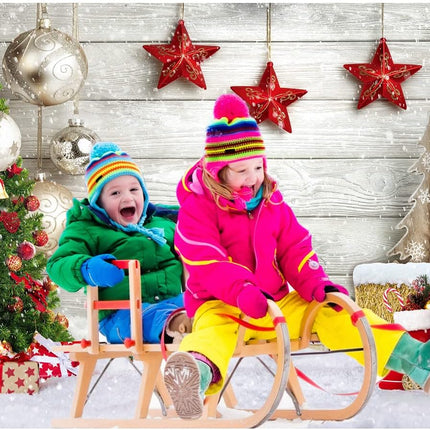 Christmas Backdrop 7x5FT – White Wood Floor with Snowflakes & Xmas Decor