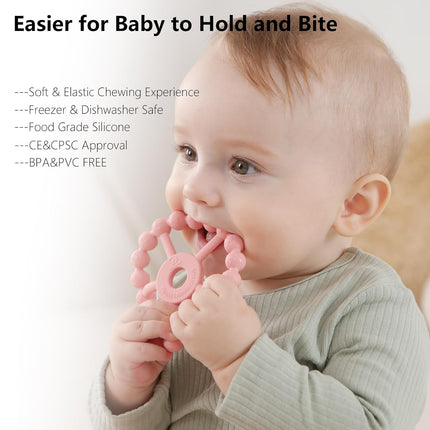Seposeve 3-Pack Baby Teethers – Purple, Pink & White for 0–24M