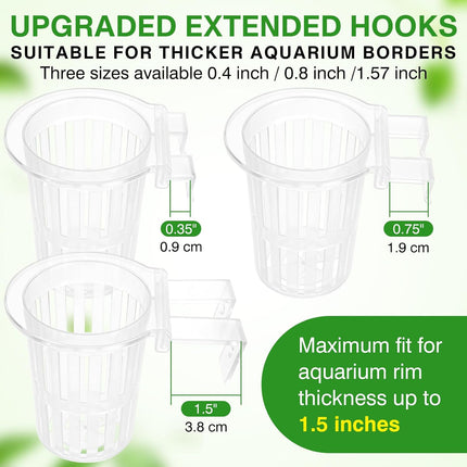 2 Pack Large Aquarium Plant Holder, Clear PP Planter with Hooks and Suction Cups