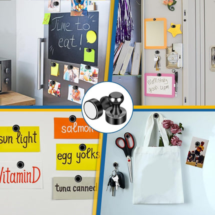 16Pcs Refrigerator Magnets – Black, Magnetic Locker & Calendar Accessories