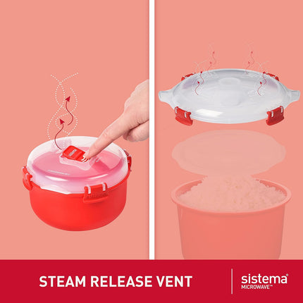 Microwave Rice Cooker & Food Containers 2.6L + 915ml, 2-Pack, BPA-Free