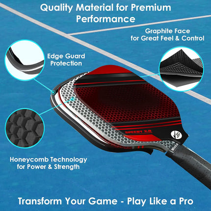 Pickleball Paddle Set with 2 Graphite Paddles, 3 Balls and Carry Bag for Indoor Outdoor