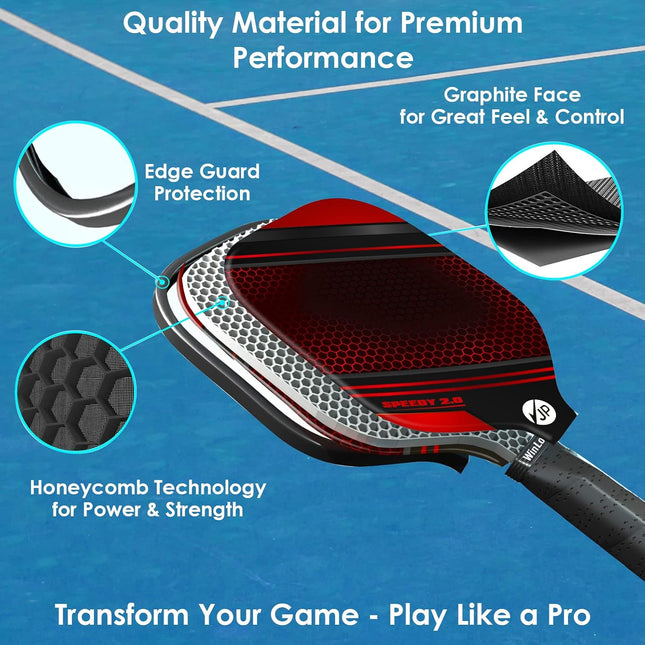 Pickleball Paddle Set with 2 Graphite Paddles, 3 Balls and Carry Bag for Indoor Outdoor