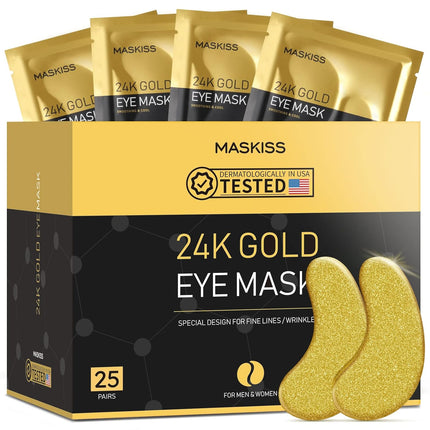 24k Gold Under Eye Patches (25 Pairs) – Collagen Masks for Dark Circles & Puffiness