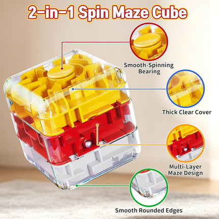 2 in 1 Fidget Spinner Maze Cube 3D Brain Teaser Puzzle Toy 7 Levels