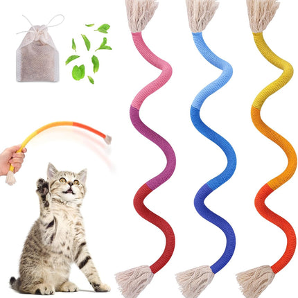3PCS Cat Rope Toys with Refillable Catnip – 23.6" Interactive Chew Toy