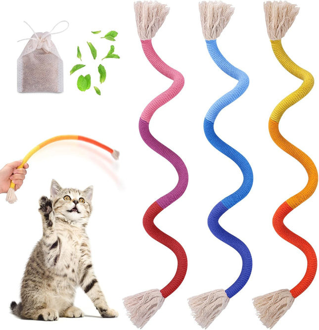 3PCS Cat Rope Toys with Refillable Catnip – 23.6" Interactive Chew Toy