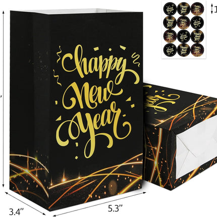 12-Piece NYE Gift Bags – Happy New Year Party Favor Bags Set