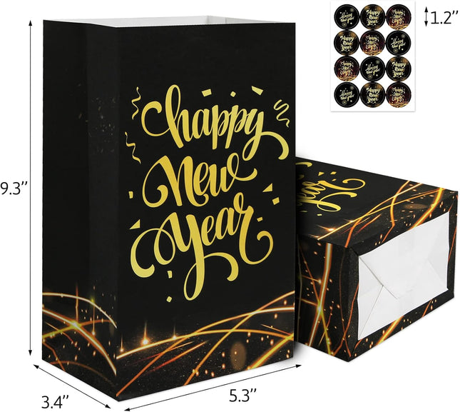 12-Piece NYE Gift Bags – Happy New Year Party Favor Bags Set