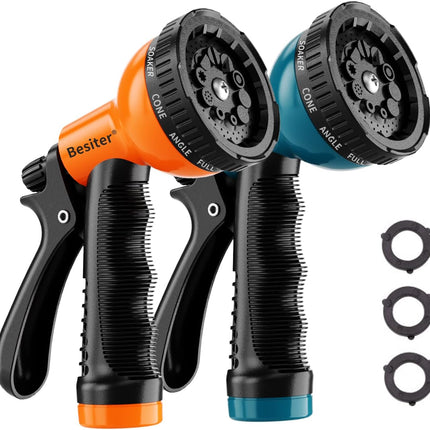 2-Pack Hose Nozzle Sprayer – Heavy Duty, 10 Watering Patterns for Gardening