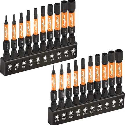 20pc Impact Hex Head Allen Wrench Bit Set Metric & SAE with Storage Box