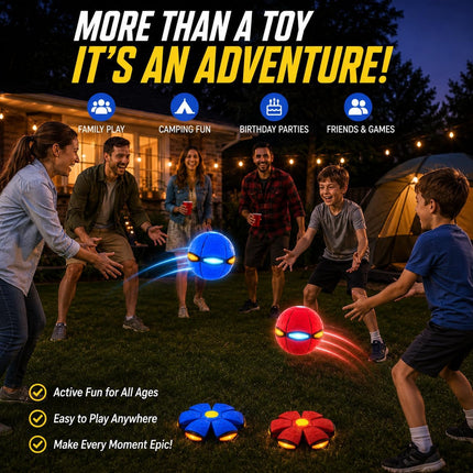 2 Pack LED Magic Bouncing Ball and Transforming Flying Disc Toss Catch Outdoor Game