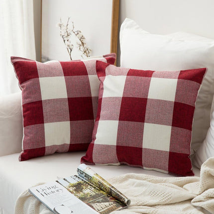 2 Pack Christmas Pillow Covers – 18x18 Red & White Buffalo Plaid Farmhouse