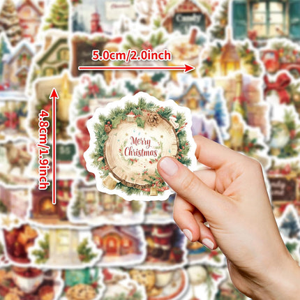 50 PCS Waterproof Christmas Stickers – Holiday Decals for Kids & Scrapbooking