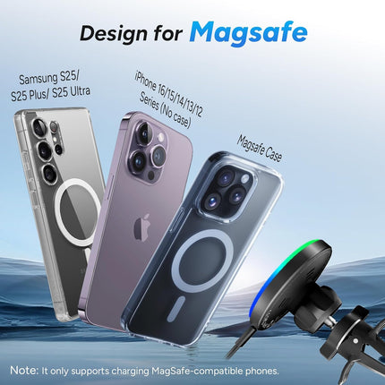 15W MagSafe Car Mount Charger, Magnetic Wireless Air Vent Holder for iPhone 17/16/15