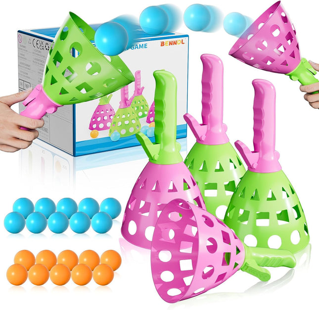 4 Pack Outdoor Catch Ball Game with 20 Balls Family Toy for Kids Ages 3+