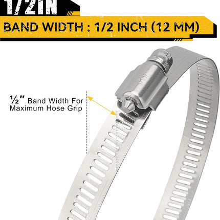 4 Pack 4 Inch Stainless Steel Hose Clamps Adjustable Worm Gear 3.5 to 4.3 Inch