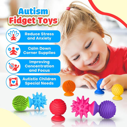 8-Pack Sensory Fidget Toys – Textured Suction Cups for Autism, ADHD, Classroom Supplies