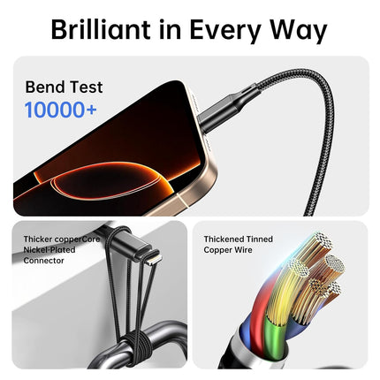 3 in 1 USB Charging Cable 3A Fast Charger Cord for iPhone Android Devices