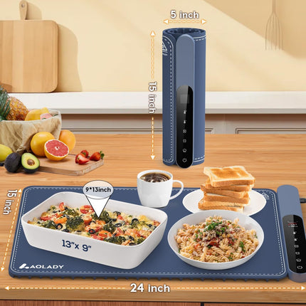 Electric Silicone Food Warming Mat 15"x23.6" with App & 8H Timer