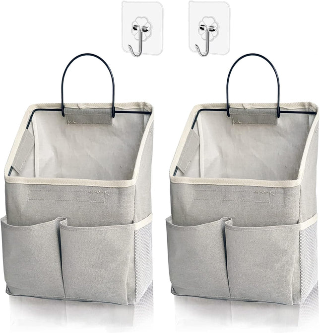 2 Pack Wall Hanging Storage Bag Organizer Pockets Bathroom Bedroom Grey