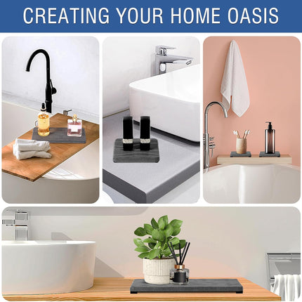 3-Piece Diatomite Stone Soap Tray Set Fast-Drying Water Absorbent Sink Counter Mats