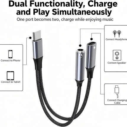 Lightning Splitter Adapter for iPhone – Audio & Charging, Music Control