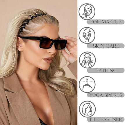 6PCS Zig Zag Headbands, Black Plastic Comb Hair Hoops Women & Men, Premium Hair Accessories