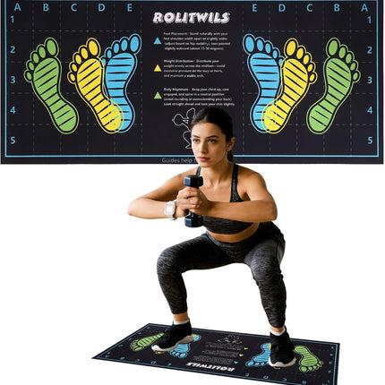 Anti Slip Squat Exercise Mat with Foot Placement Guide for Home Fitness