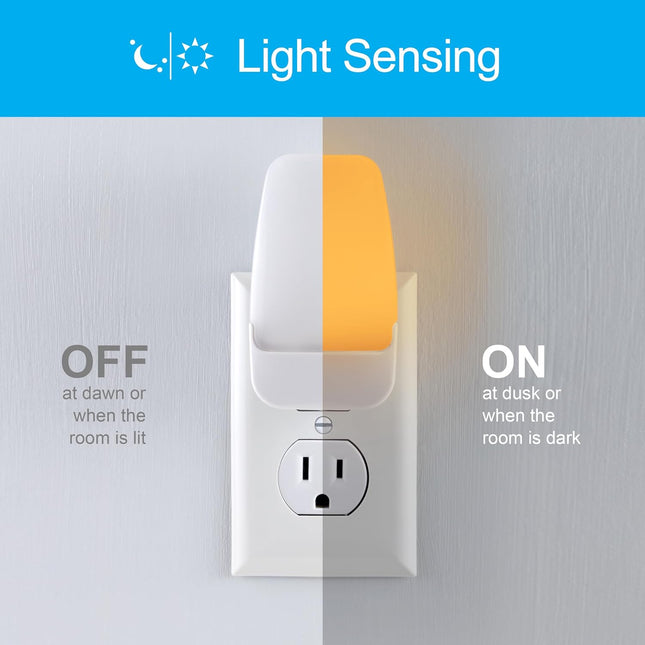 2-Pack Amber Night Lights – Plug-in, Dusk-to-Dawn Sensor, Bedroom & Bathroom