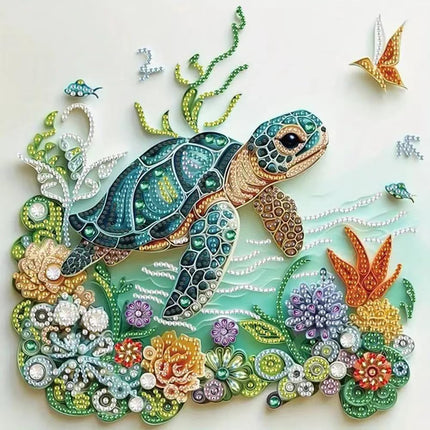 Sea Turtle 5D Diamond Painting Kit, 11.8x11.8in Special Shape Rhinestone Art