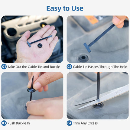 100 Pcs Nylon Cable Tie Buckles – Self-Locking Zipper Clips for Car Repair