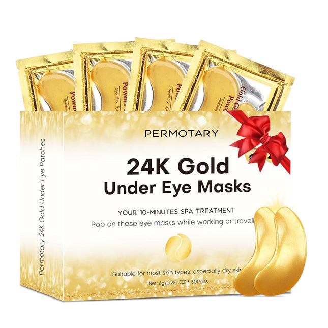 24K Gold Gel Collagen Eye Patches – 30 Pairs for Dark Circles & Wrinkles
