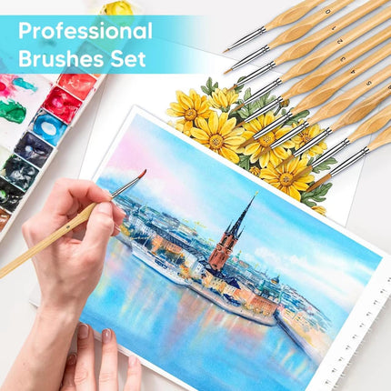 10Pcs Miniature Paint Brush Set Fine Detail Brushes for Acrylic Watercolor Art