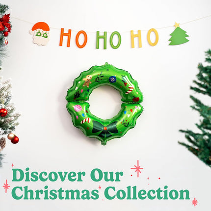 Christmas Banner "HO HO HO" – Festive Santa & Tree Garland for Xmas Decor
