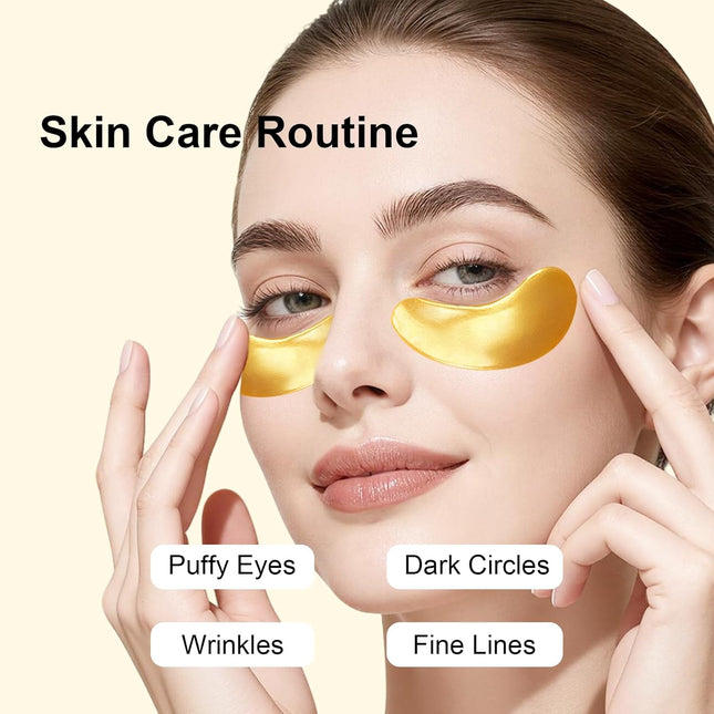 24K Gold Gel Collagen Eye Patches – 30 Pairs for Dark Circles & Wrinkles
