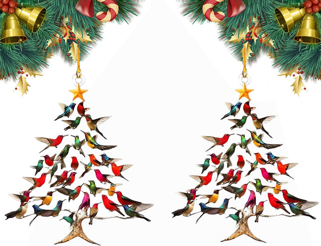 2-Pack Hummingbird Christmas Ornaments – Colorful Tree Decor for Bird Lovers