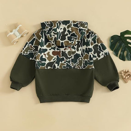 Toddler Boys Camouflage Hoodie – Half Zip Long Sleeve Pullover Sweatshirt