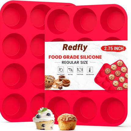 2 Pack Silicone Muffin Pan 12 Cup Cupcake Baking Mold BPA Free Egg Bites