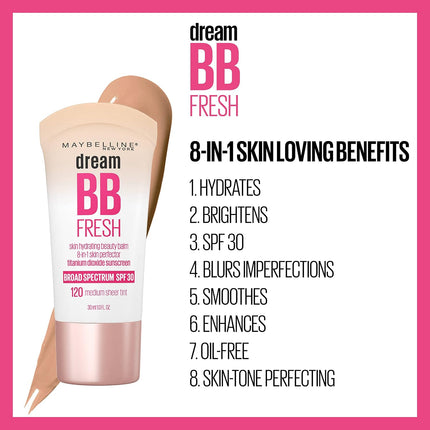Dream Fresh Skin Hydrating BB Cream SPF 30, 8-in-1, Sheer Light Medium Tint 1oz