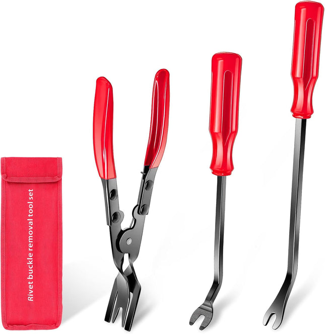 3 Pcs Clip Remover Tool Set – Auto Trim, Fastener & Pry Tool Kit for Car Panel Repair