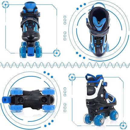 Adjustable Kids Roller Skates for Boys & Girls, Quad Skates with Light-Up Wheels, 4 Sizes